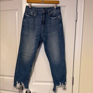 American Eagle Outfitters Distressed Blue Ankle Jeans
